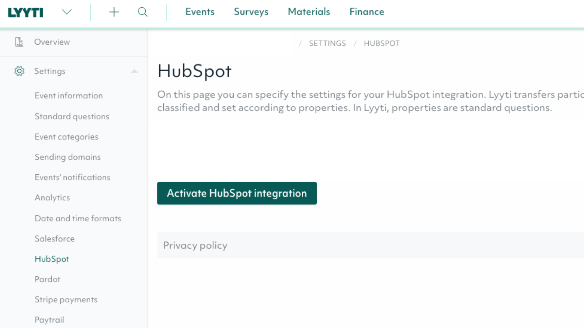 Activating the integration is simple